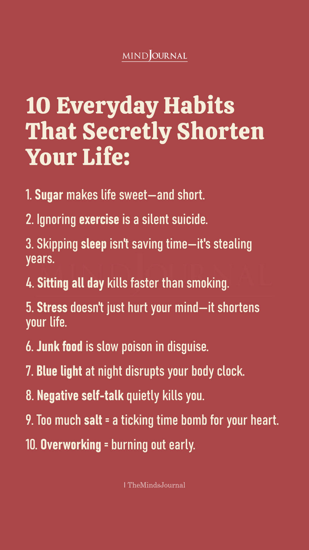Everyday Habits That Secretly Shorten Your Life: How Unhealthy Lifestyle Choices Steal Your Years