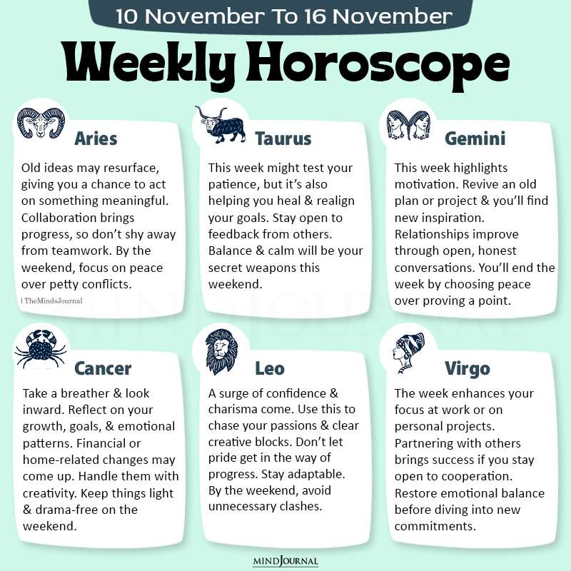 Weekly Horoscope 10 November To 16 November part one