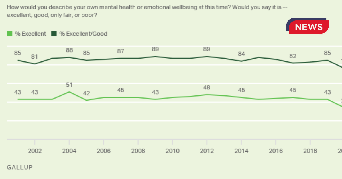 U.S. Mental Health Ratings Continue to Worsen, Especially for Young Adults