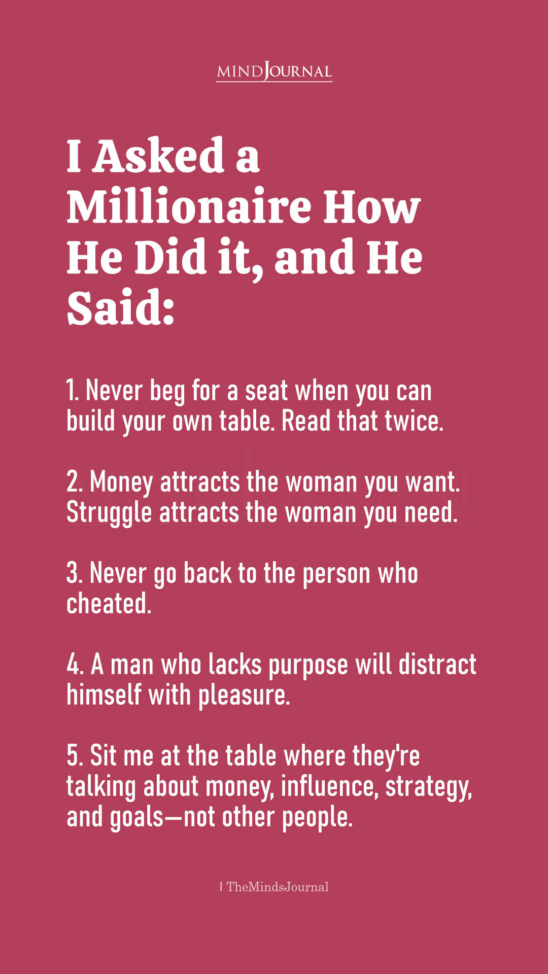 Success Mindset for Men: Build Your Own Table