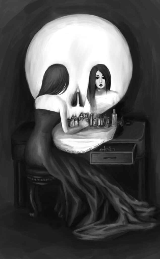 Skull Or Woman In Mirror?