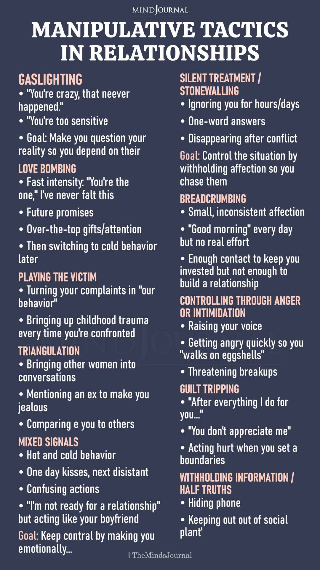 Manipulative Tactics in Relationships: Gaslighting, Love Bombing, and Emotional Control