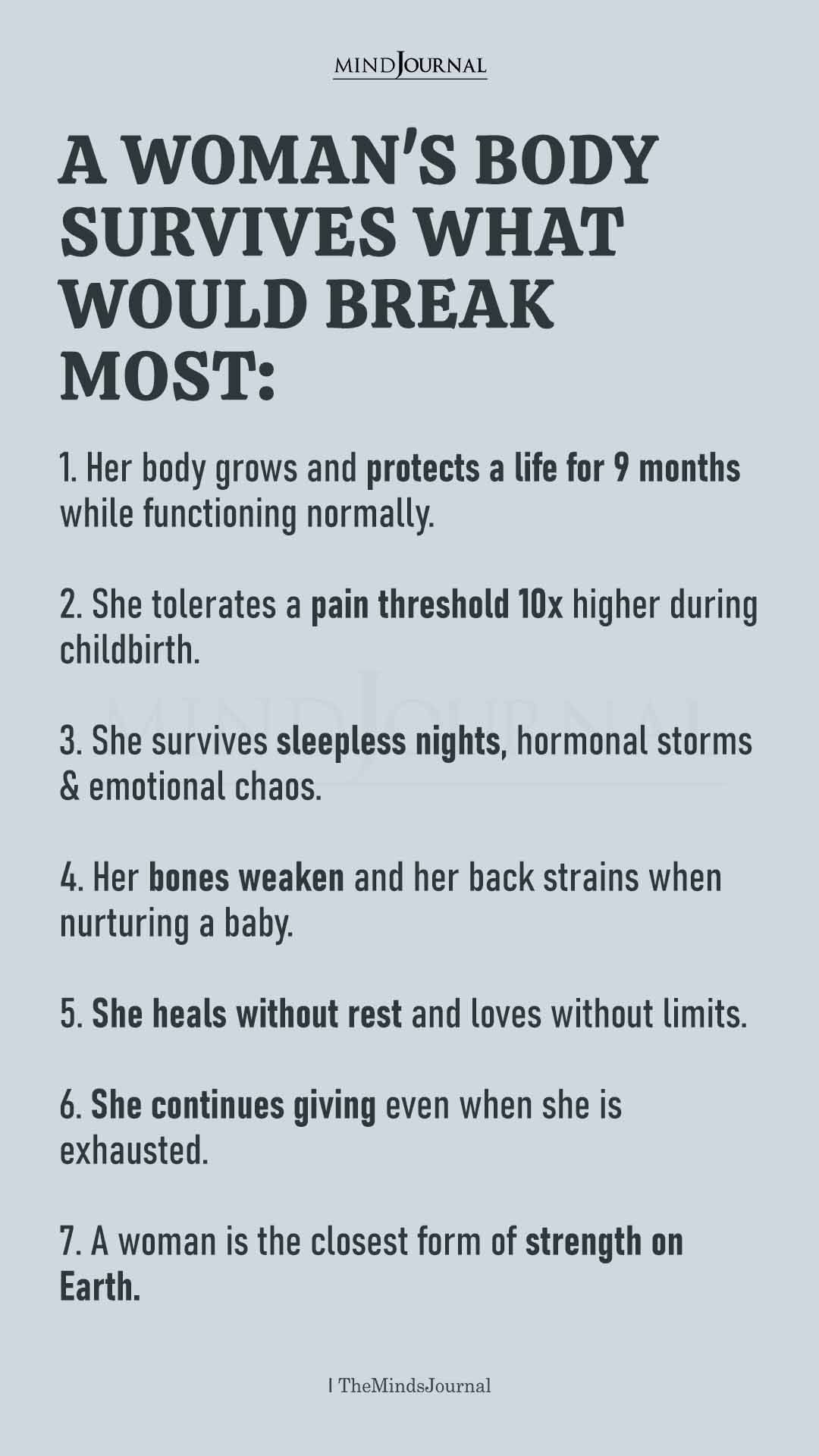 A Woman’s Strength: How a Woman’s Body Survives What Would Break Most