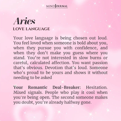 Aries: Zodiac signs love language